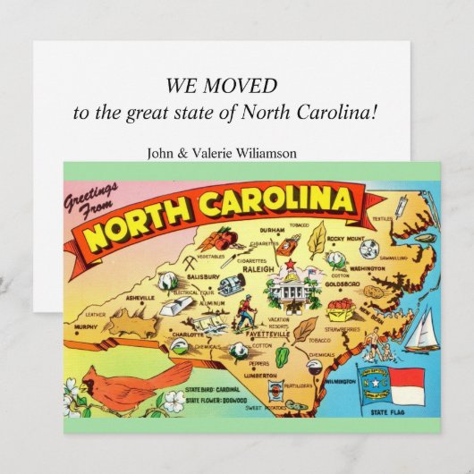 Aankondiging van verhuizing naar North Carolina (Voorkant / Achterkant)