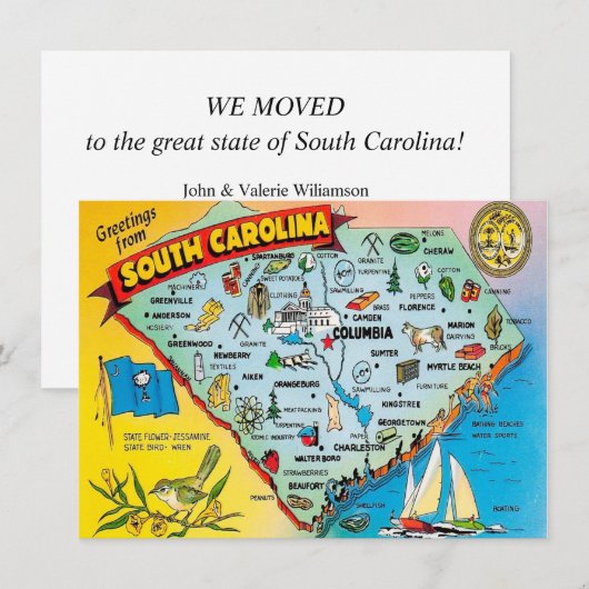 Aankondiging van verhuizing naar South Carolina (Voorkant / Achterkant)