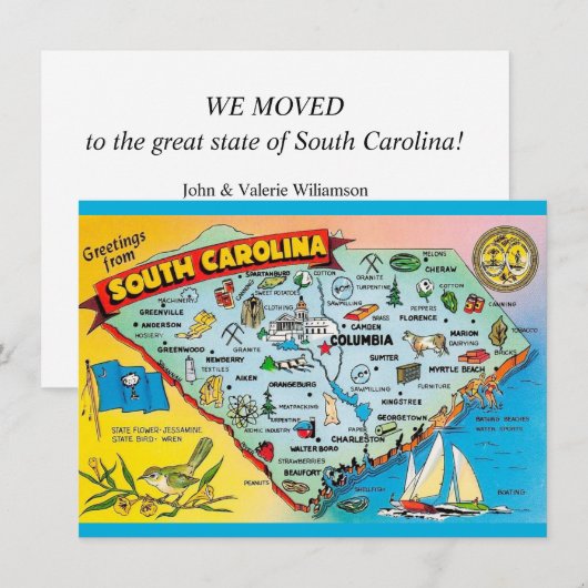 Aankondiging van verhuizing naar South Carolina (Voorkant / Achterkant)
