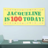 Aankondiging van verjaardag spandoek (Beurs)