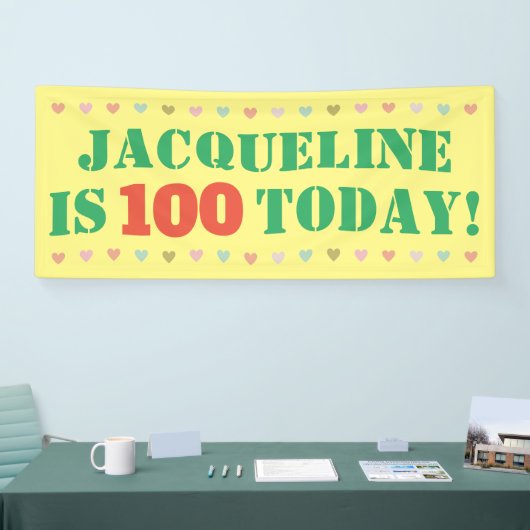 Aankondiging van verjaardag spandoek (Beurs)