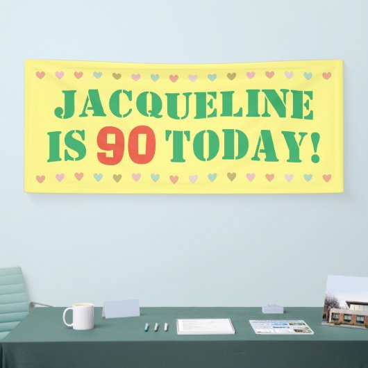 Aankondiging van verjaardag spandoek (Beurs)