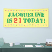 Aankondiging van verjaardag spandoek (Beurs)