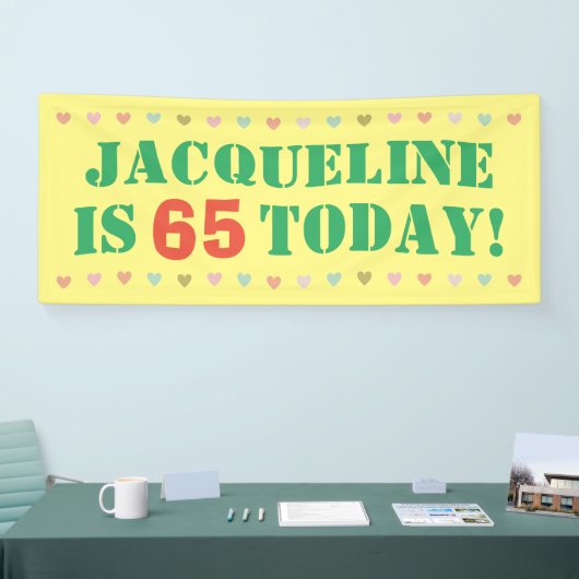 Aankondiging van verjaardag spandoek (Beurs)