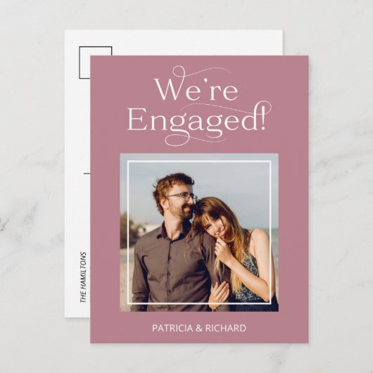 Aankondiging van verloving en sla de datum-foto op briefkaart (Voorkant / Achterkant)