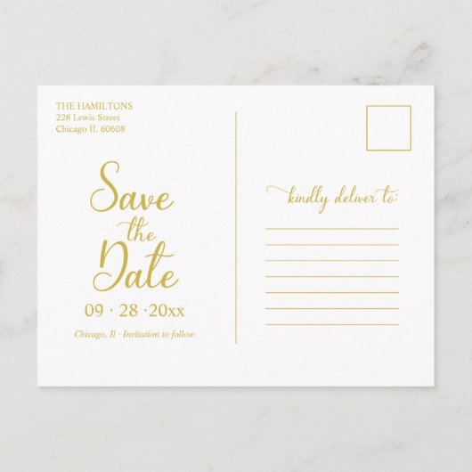 Aankondiging van verloving en sla de datum op briefkaart (Achterkant)