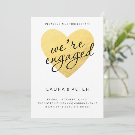aankondiging van verloving | goudhart (Staand voorkant)