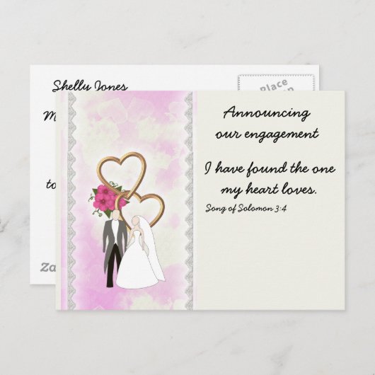 Aankondiging van verloving met Bijbelvers (Voorkant / Achterkant)