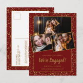 Aankondiging van verloving Rood Goud 3 Foto Prentb (Voorkant / Achterkant)