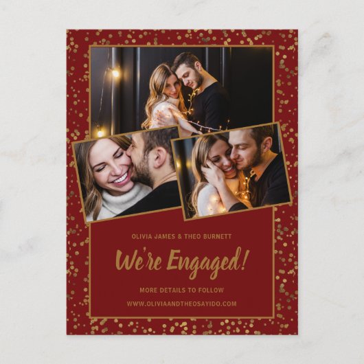 Aankondiging van verloving Rood Goud 3 Foto Prentb (Voorkant)
