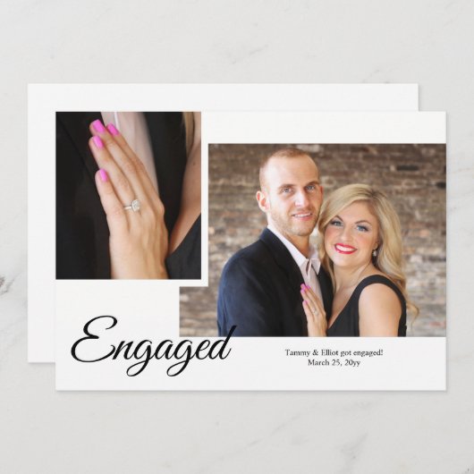 Aankondiging van Verloving voor showy Script-foto' (Voorkant / Achterkant)