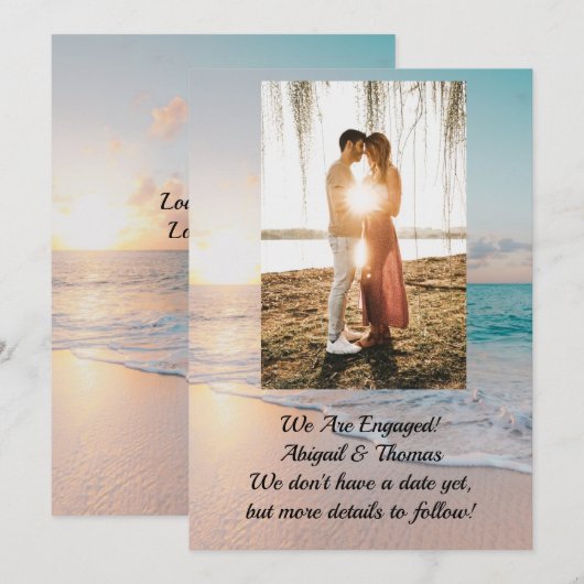 Aankondiging van verlovingsfeest aan de Oceaan (Voorkant / Achterkant)