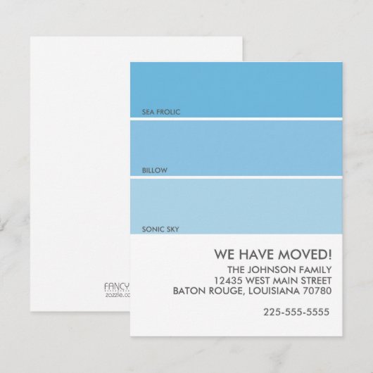 Aankondiging van verplaatsing van verfmonster (Voorkant / Achterkant)