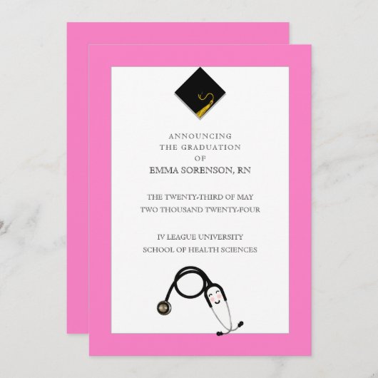 Aankondiging van verpleegkundig Afstuderen (Voorkant / Achterkant)