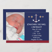 Aankondiging van verzendanker nieuwe baby (Voorkant / Achterkant)