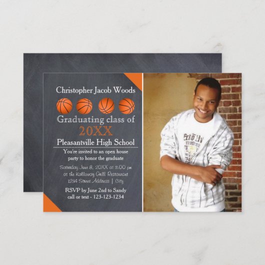 Aankondiging van vier basketball-alkboard-3x5-Afst (Voorkant / Achterkant)