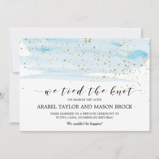 Aankondiging van waterverf Blue and Gold Elopement (Voorkant)