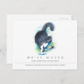 Aankondiging van waterverf Cat New Home Moving Briefkaart (Voorkant / Achterkant)