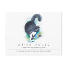 Aankondiging van waterverf Cat New Home Moving