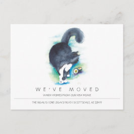 Aankondiging van waterverf Cat New Home Moving Briefkaart