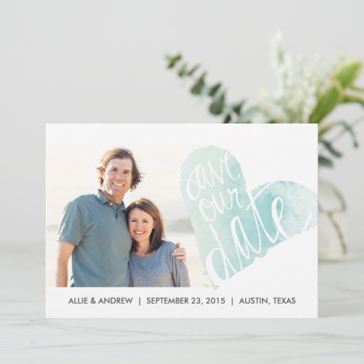 Aankondiging van waterverf hart save the date (Staand voorkant)