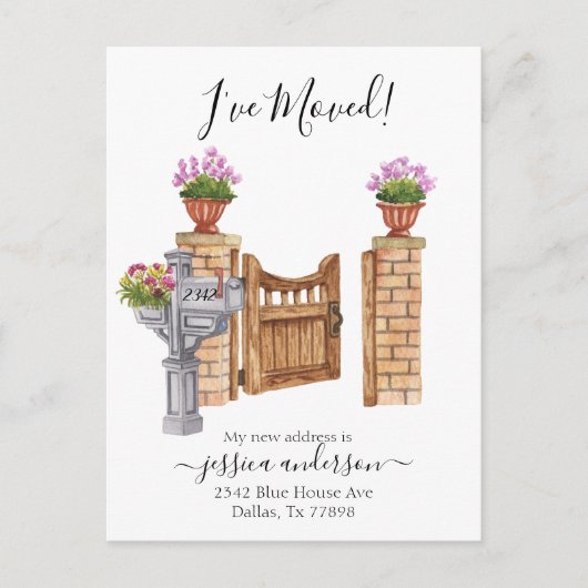 Aankondiging van waterverf Home Moving I-verplaats (Voorkant)