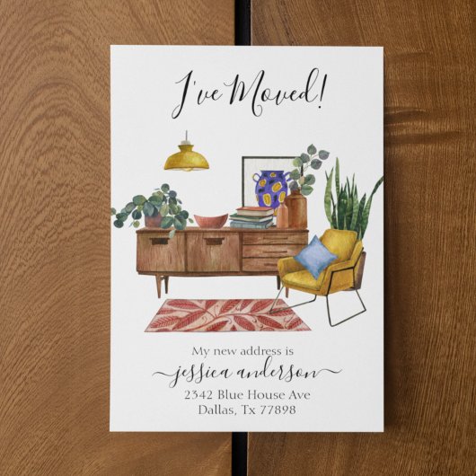 Aankondiging van waterverf Home Moving I-verplaats