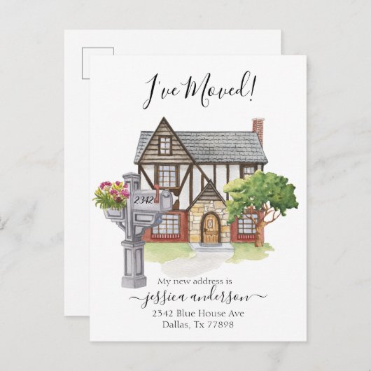 Aankondiging van waterverf Home Moving I-verplaats (Voorkant / Achterkant)