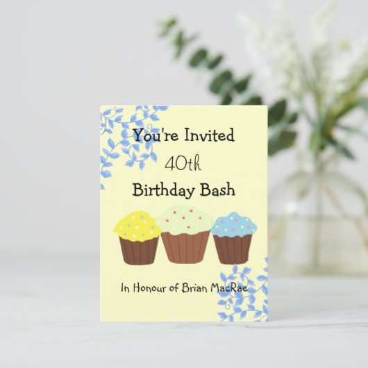 Aankondiging van wijnstokken en cupcakes op zaterd (Staand voorkant)