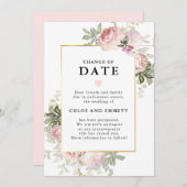 Aankondiging van wijziging van datum roze huwelijk (Voorkant / Achterkant)