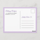 Aankondiging van wijziging van plannen Chic paarse Briefkaart (Achterkant)