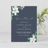 Aankondiging van Woodland Greenery Navy Blue Elope (Staand voorkant)