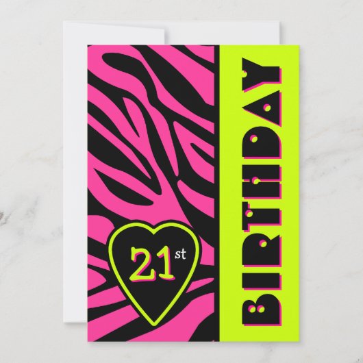 Aankondiging van Zebra Print Retro Colors Birthday (Voorkant)