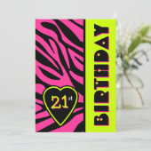 Aankondiging van Zebra Print Retro Colors Birthday (Staand voorkant)