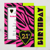 Aankondiging van Zebra Print Retro Colors Birthday (Voorkant / Achterkant)