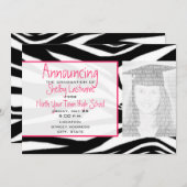 Aankondiging van Zebra Print & Roze Afstuderen fot (Voorkant / Achterkant)