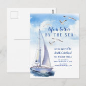 Aankondiging van zeezeilboot briefkaart (Voorkant / Achterkant)