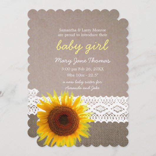 Aankondiging van zonnebloempitten en Baby (Voorkant / Achterkant)