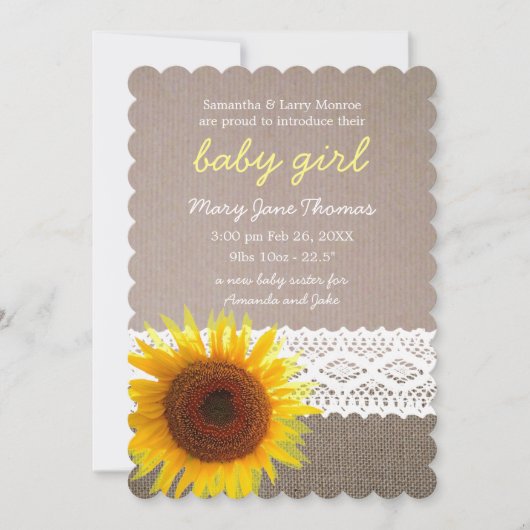 Aankondiging van zonnebloempitten en Baby (Voorkant)