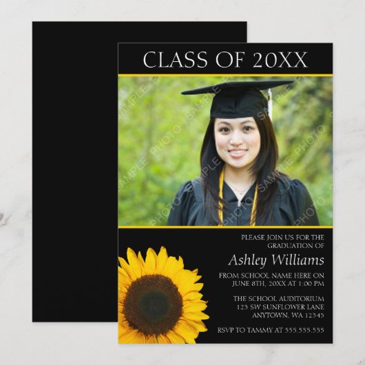 Aankondiging van zonnebloempitten Foto Afstuderen (Voorkant / Achterkant)