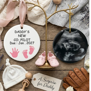 Aankondiging van zwangerschap: Daddy's nieuwe copi Keramisch Ornament