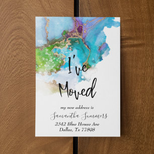 Aankondiging Verhuisd Goud Waterverf Briefkaart