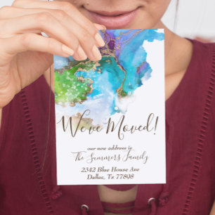 Aankondiging Verhuisd Goud Waterverf Briefkaart