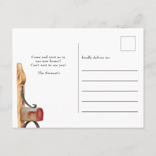 Aankondiging verhuisd mailbox aquarel (Achterkant)