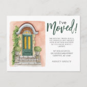 Aankondiging verhuisd waterverf groene deur (Voorkant)