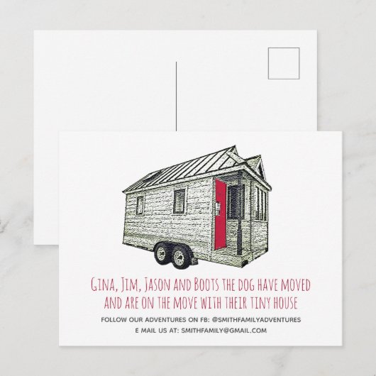 Aankondiging verhuizen tiny house (Voorkant / Achterkant)