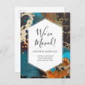 Aankondiging verhuizing Goud Blauw Zwart Inkt Mode Briefkaart (Voorkant / Achterkant)