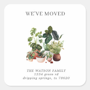 Aankondiging verhuizing Home Garden Plant Mom Vierkante Sticker