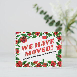 AANKONDIGING VERHUIZING Kleurrijk rood rozenframe  Briefkaart