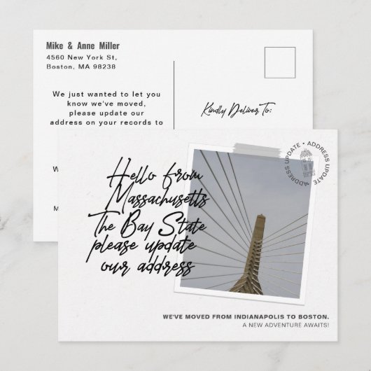 Aankondiging verhuizing Massachusett State Destina (Voorkant / Achterkant)